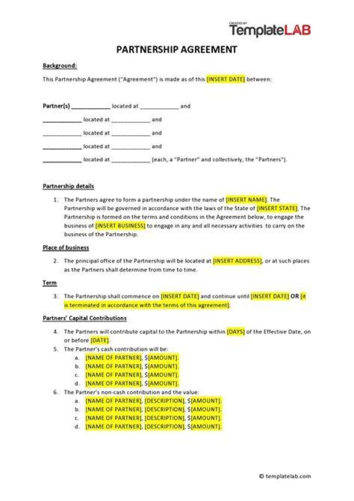 How many relationships does a partnership contract create?